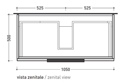 Immagine di Flaminia BOX base portalavabo sospesa, 1 cassetto, L.105 P.50 H.25 cm, con top e foro per lavabo da appoggio, finitura oj grigio BX969+BXPR51OJG