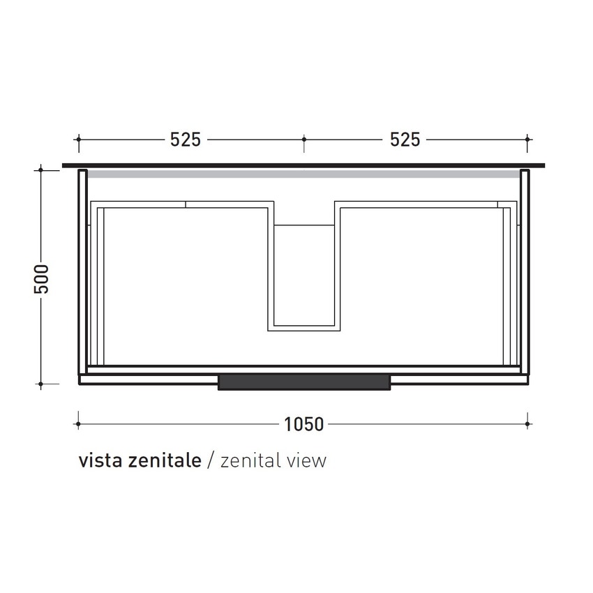 Immagine di Flaminia BOX base portalavabo sospesa, 1 cassetto, L.105 P.50 H.25 cm, con top e foro per lavabo da appoggio, finitura oj grigio BX969+BXPR51OJG