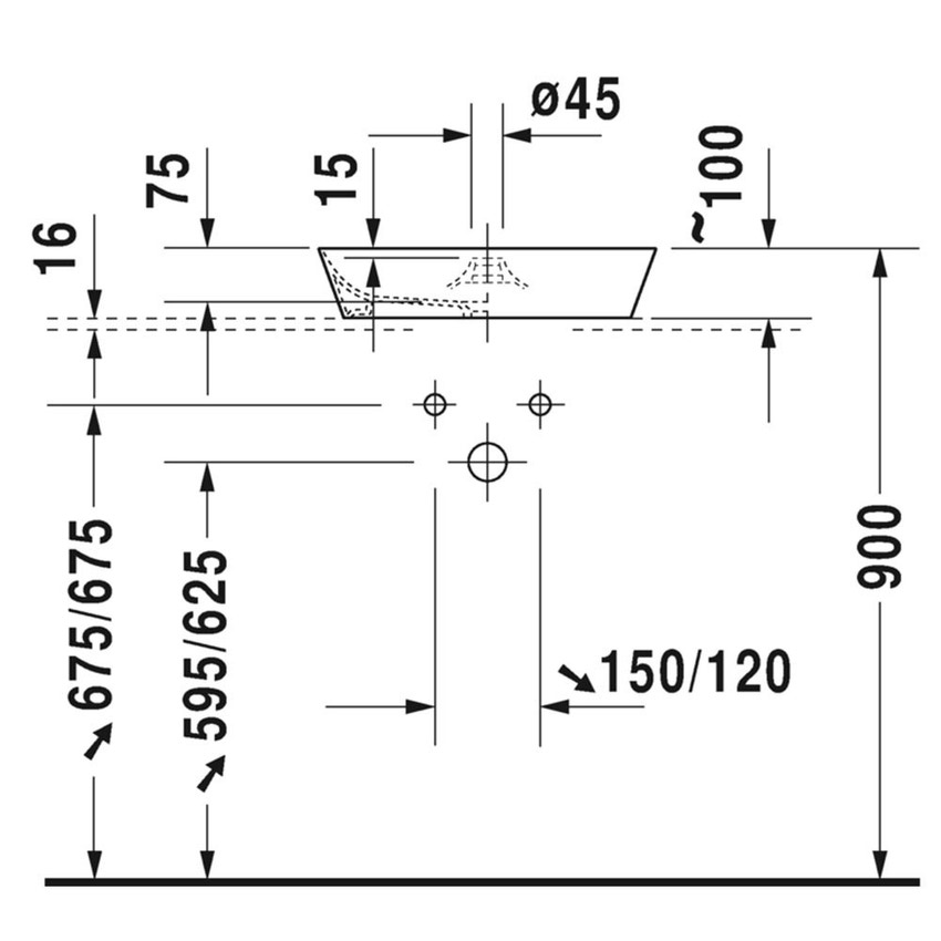 Immagine di Duravit CAPE COD bacinella da appoggio soprapiano Ø 48 cm monoforo, con bordo per rubinetteria, senza troppopieno, colore bianco finitura lucido 2328480000