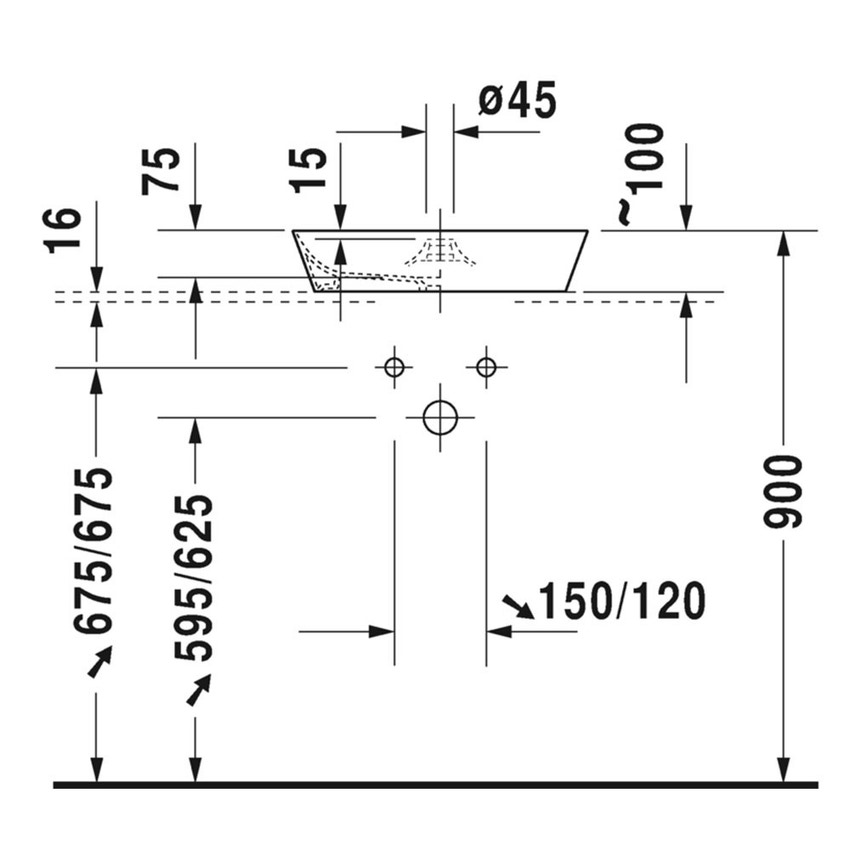 Immagine di Duravit 	CAPE COD bacinella da appoggio soprapiano Ø 48 cm monoforo, con bordo per rubinetteria, senza troppopieno, WonderGliss, interno colore banco finitura lucido, esterno colore bianco finitura opaco 23284826001