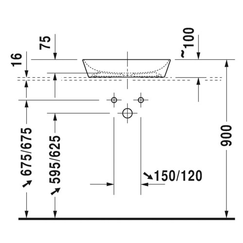 Immagine di Duravit CAPE COD bacinella da appoggio soprapiano L.50 P.40,5 cm senza troppopieno, WonderGliss, colore bianco finitura lucido 23395000001