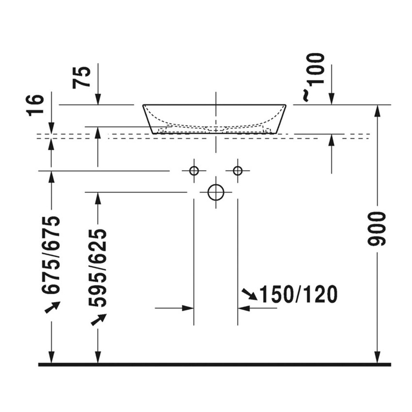 Immagine di Duravit CAPE COD bacinella da appoggio soprapiano L.50 P.40,5 cm senza troppopieno, WonderGliss, interno colore bianco finitura lucido, esterno colore bianco finitura opaco 23395026001
