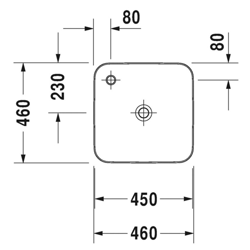Immagine di Duravit CAPE COD bacinella da appoggio soprapiano 46 cm monoforo, con bordo per rubinetteria, senza troppopieno, WonderGliss, colore bianco finitura opaco 23404632001