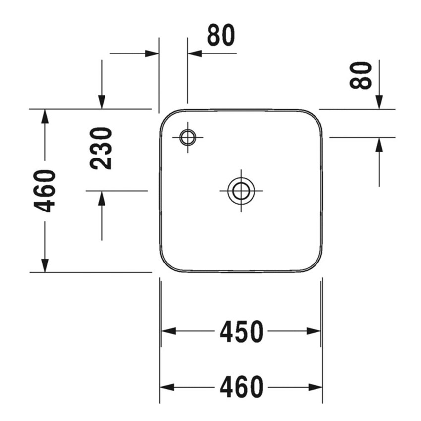 Immagine di Duravit 	CAPE COD bacinella da appoggio soprapiano 46 cm monoforo, con bordo per rubinetteria, senza troppopieno, WonderGliss, interno colore bianco finitura lucido, esterno colore bianco finitura opaco 23404626001