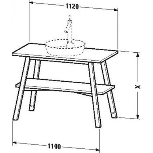 Immagine di Duravit CAPE COD base sottolavabo a pavimento 112 cm, struttura in acciaio finitura opaco, top finitura rovere noce americano CC953207777