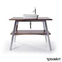 Immagine di Duravit CAPE COD base sottolavabo a pavimento 112 cm, struttura in acciaio finitura opaco, top finitura rovere noce americano CC953207777