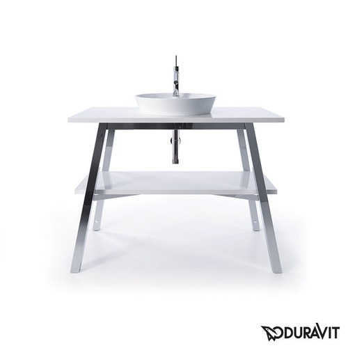 Immagine di Duravit CAPE COD base sottolavabo a pavimento 112 cm, struttura in acciaio finitura opaco, top finitura bianco lucido CC953208585