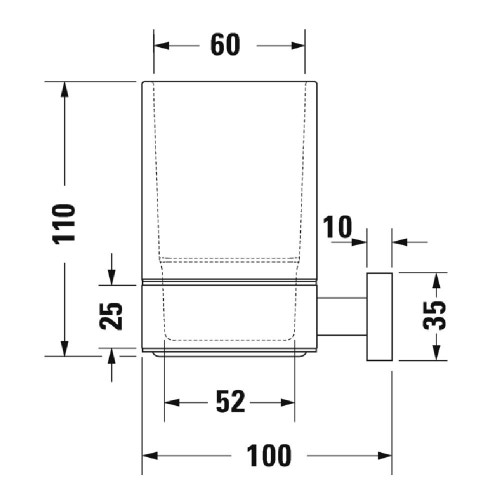 Immagine di Duravit KARREE portabicchiere in vetro satinato finitura cromo 0099511000