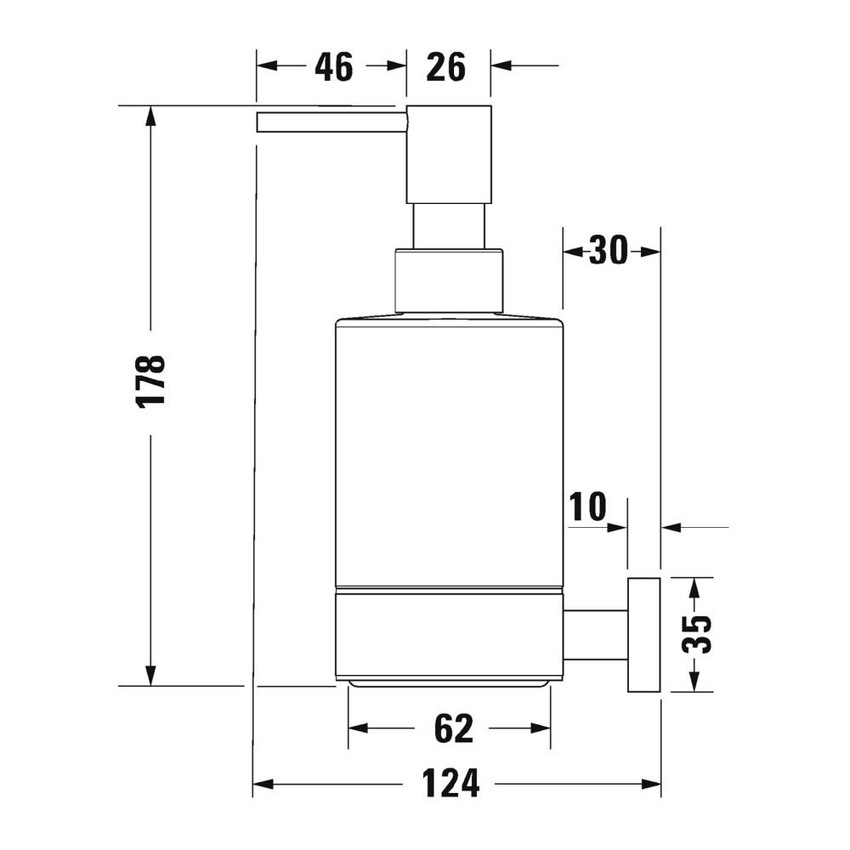 Immagine di Duravit KARREE dispenser portasapone in vetro satinato finitura cromo 0099541000