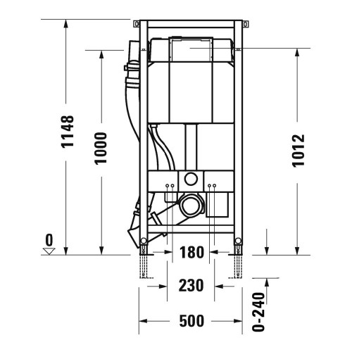 Immagine di Duravit DURASYSTEM modulo per vaso standard 115 cm con aspirazione odori manuale WD1002000000