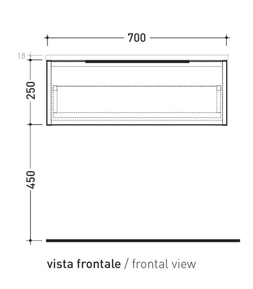 Immagine di Flaminia BOX base sospesa, 1 cassetto,  L.70 P.50 H.25 cm, con top, finitura ok arly BX297+BXPR51ARL