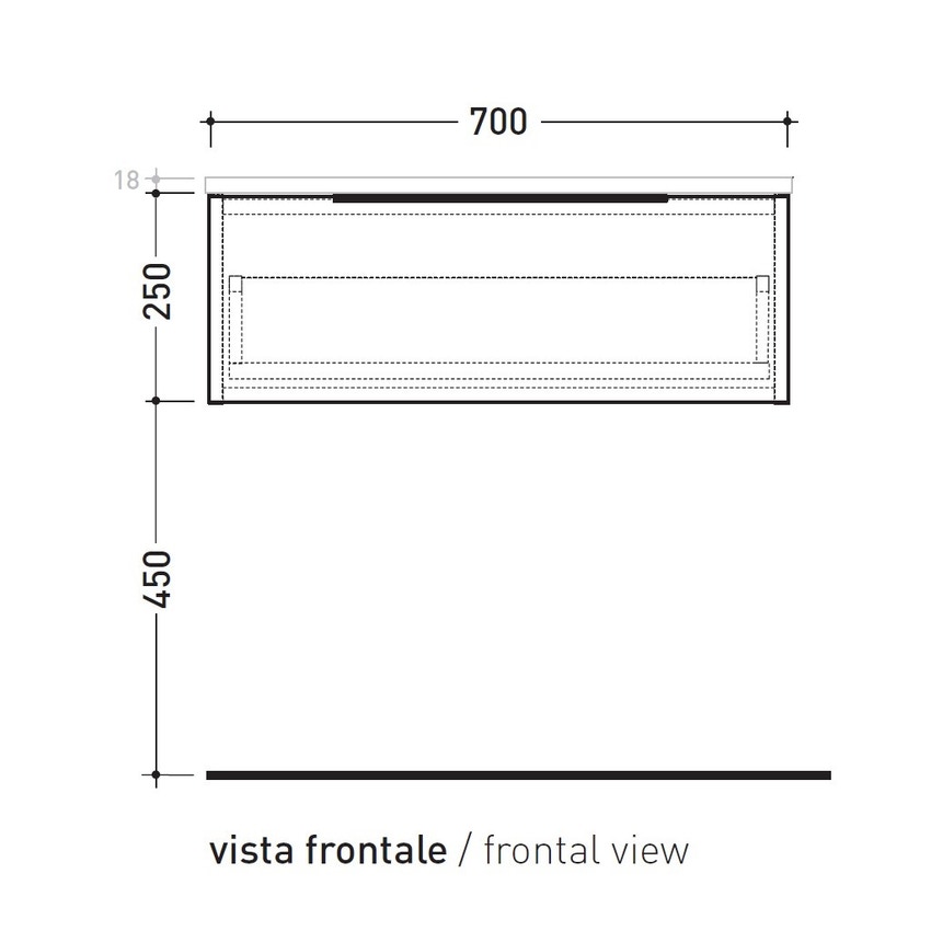 Immagine di Flaminia BOX base sospesa, 1 cassetto,  L.70 P.50 H.25 cm, con top, finitura ok arly BX297+BXPR51ARL
