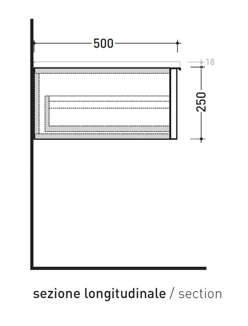 Immagine di Flaminia BOX base sospesa, 1 cassetto,  L.70 P.50 H.25 cm, con top, finitura ok arly BX297+BXPR51ARL