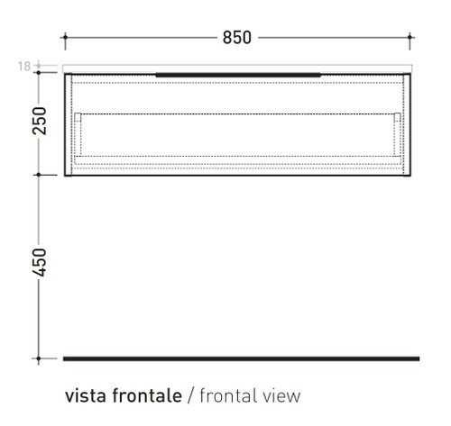 Immagine di Flaminia BOX base sospesa, 1 cassetto, L.85 P.50 H.25 cm, con top, finitura oj bianco BX289+BXPR51ARL