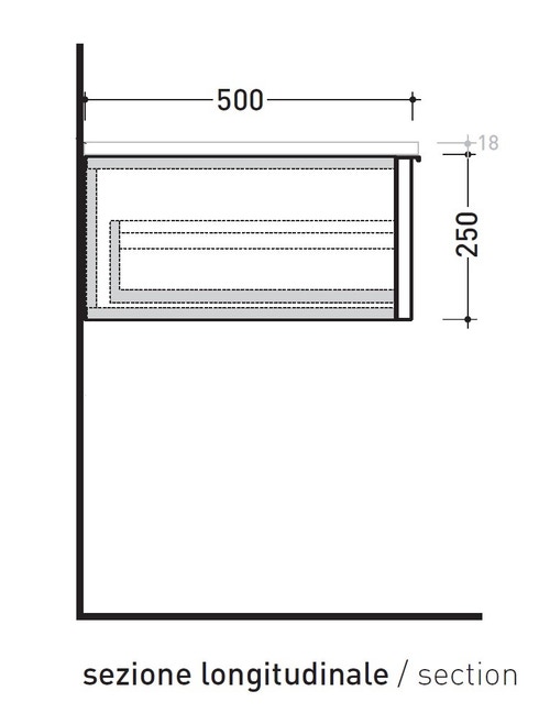 Immagine di Flaminia BOX base sospesa, 1 cassetto, L.85 P.50 H.25 cm, con top, finitura oj bianco BX289+BXPR51ARL