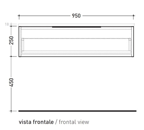 Immagine di Flaminia BOX base sospesa, 1 cassetto, L.95 P.50 H.25 cm, con top, finitura oj grigio BX299+BXPR51OJG