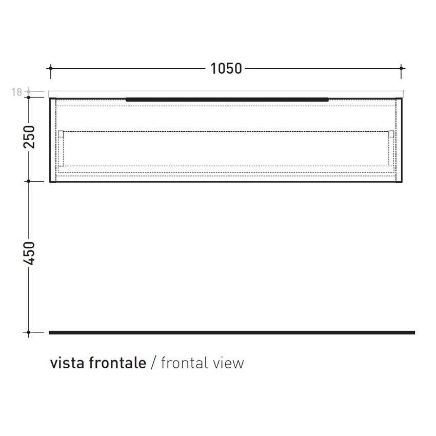 Immagine di Flaminia BOX base sospesa, 1 cassetto, L.105 P.50 H.25 cm, con top, finitura oj canapa BX287+BXPR51OJG