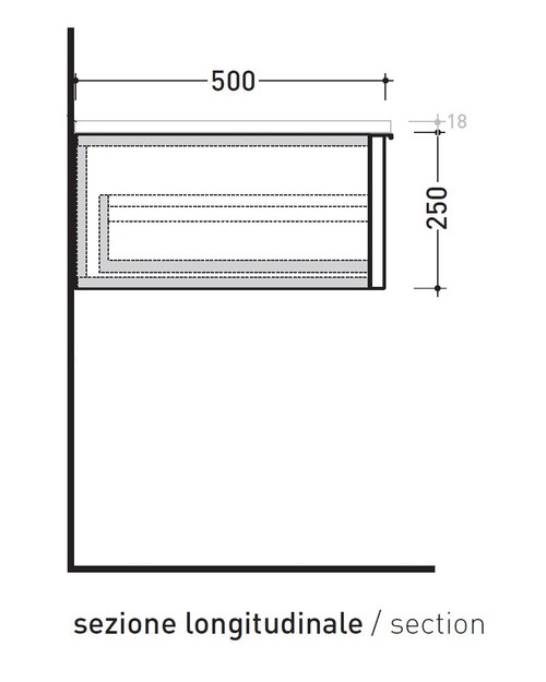 Immagine di Flaminia BOX base sospesa, 1 cassetto, L.105 P.50 H.25 cm, con top, finitura oj canapa BX287+BXPR51OJG