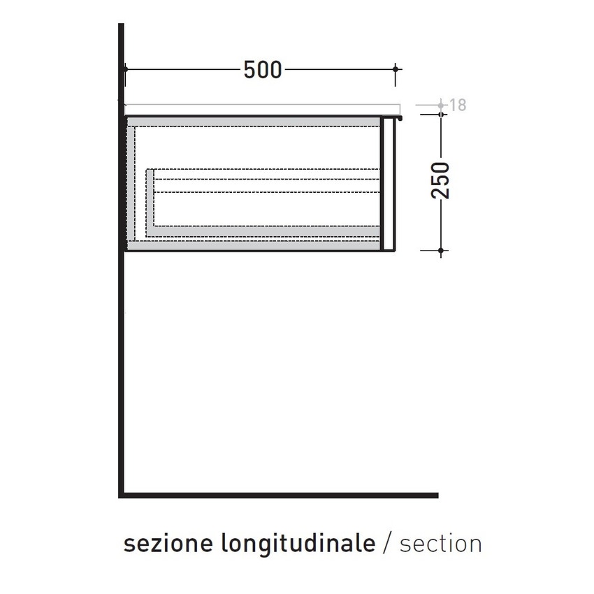 Immagine di Flaminia BOX base sospesa, 1 cassetto, L.105 P.50 H.25 cm, con top, finitura oj canapa BX287+BXPR51OJG