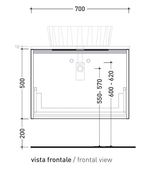 Immagine di Flaminia BOX base portalavabo sospesa, 1 cassetto, L.70 P.50 H.50 cm, con top e foro per lavabo da appoggio, finitura oj bianco BX805+BXPR51OJB