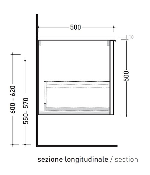 Immagine di Flaminia BOX base portalavabo sospesa, 1 cassetto, L.95 P.50 H.50 cm, con top e foro per lavabo da appoggio, finitura ok arly BX823+BXPR51ARL