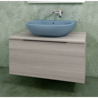 Immagine di Flaminia BOX base portalavabo sospesa, 1 cassetto, L.105 P.50 H.50 cm, con top e foro per lavabo da appoggio, finitura oj grigio BX835+BXPR51OJG