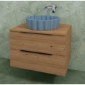 Immagine di Flaminia BOX base portalavabo sospesa, 2 cassetti, L.70 P.50 H.50 cm, con top e foro per lavabo da appoggio, finitura ok arly BX809+BXPR51ARL