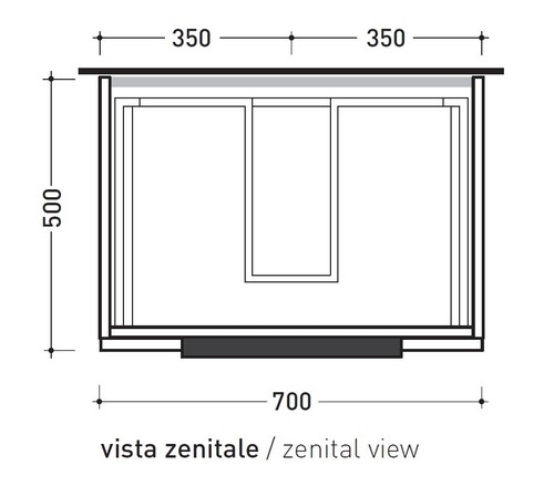 Immagine di Flaminia BOX base portalavabo sospesa, 2 cassetti, L.70 P.50 H.50 cm, con top e foro per lavabo da appoggio, finitura ok arly BX809+BXPR51ARL