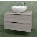 Immagine di Flaminia BOX base portalavabo sospesa, 2 cassetti, L.85 P.50 H.50 cm, con top e foro per lavabo da appoggio, finitura oj grigio BX815+BXPR51OJG