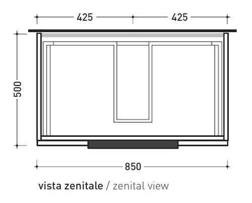 Immagine di Flaminia BOX base portalavabo sospesa, 2 cassetti, L.85 P.50 H.50 cm, con top e foro per lavabo da appoggio, finitura oj grigio BX815+BXPR51OJG