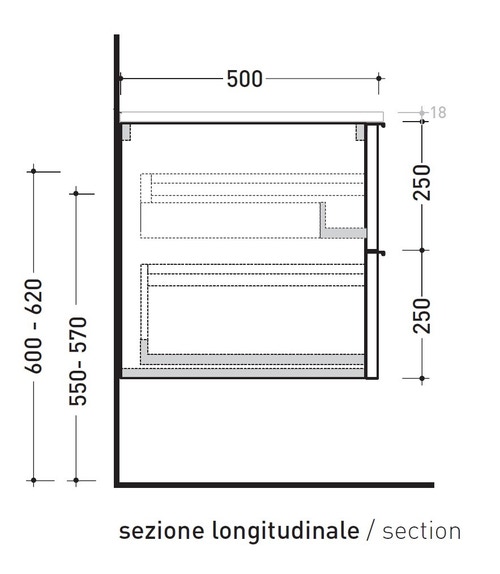 Immagine di Flaminia BOX base portalavabo sospesa, 2 cassetti, L.95 P.50 H.50 cm, con top e foro per lavabo da appoggio, finitura oj bianco BX827+BXPR51OJB