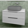 Immagine di Flaminia BOX base portalavabo sospesa, 2 cassetti, L.95 P.50 H.50 cm, con top e foro per lavabo da appoggio, finitura oj bianco BX827+BXPR51OJB