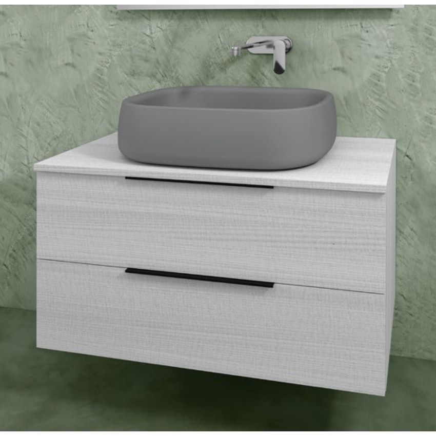 Immagine di Flaminia BOX base portalavabo sospesa, 2 cassetti, L.95 P.50 H.50 cm, con top e foro per lavabo da appoggio, finitura oj bianco BX827+BXPR51OJB