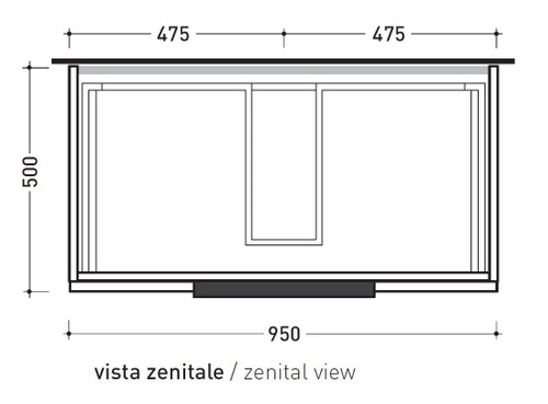 Immagine di Flaminia BOX base portalavabo sospesa, 2 cassetti, L.95 P.50 H.50 cm, con top e foro per lavabo da appoggio, finitura oj bianco BX827+BXPR51OJB