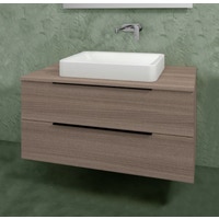 Immagine di Flaminia BOX base portalavabo sospesa, 2 cassetti, L.105 P.50 H.50 cm, con top e foro per lavabo da appoggio, finitura oj canapa BX839+BXPR51OJC