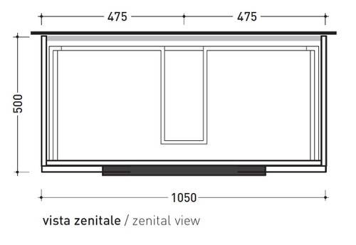 Immagine di Flaminia BOX base portalavabo sospesa, 2 cassetti, L.105 P.50 H.50 cm, con top e foro per lavabo da appoggio, finitura oj canapa BX839+BXPR51OJC