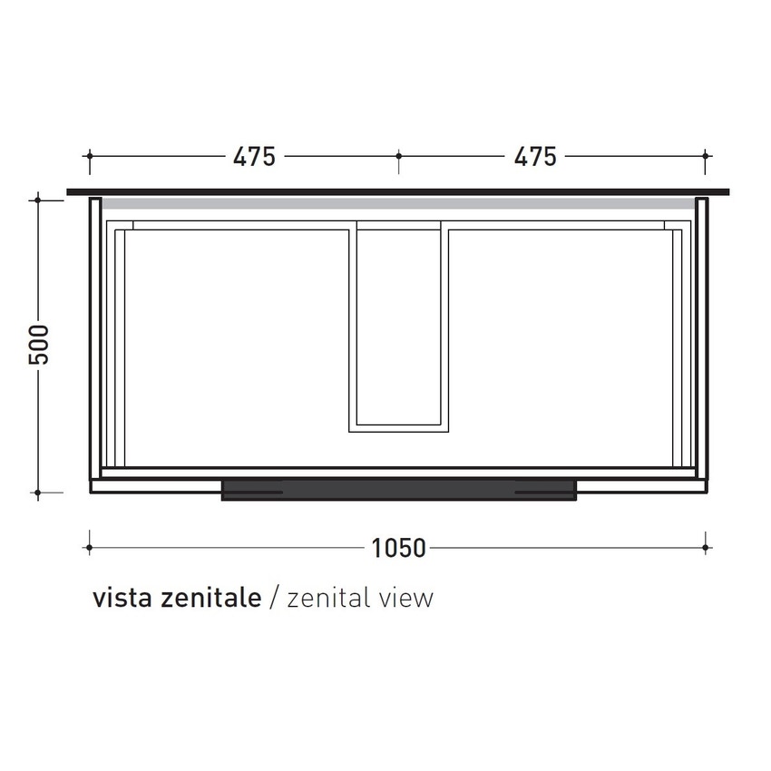 Immagine di Flaminia BOX base portalavabo sospesa, 2 cassetti, L.105 P.50 H.50 cm, con top e foro per lavabo da appoggio, finitura oj canapa BX839+BXPR51OJC