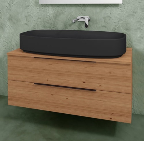 Immagine di Flaminia BOX base portalavabo sospesa, 2 cassetti, L.120 P.50 H.50 cm, con top e foro per lavabo da appoggio, finitura ok arly BX949+BXPR51ARL