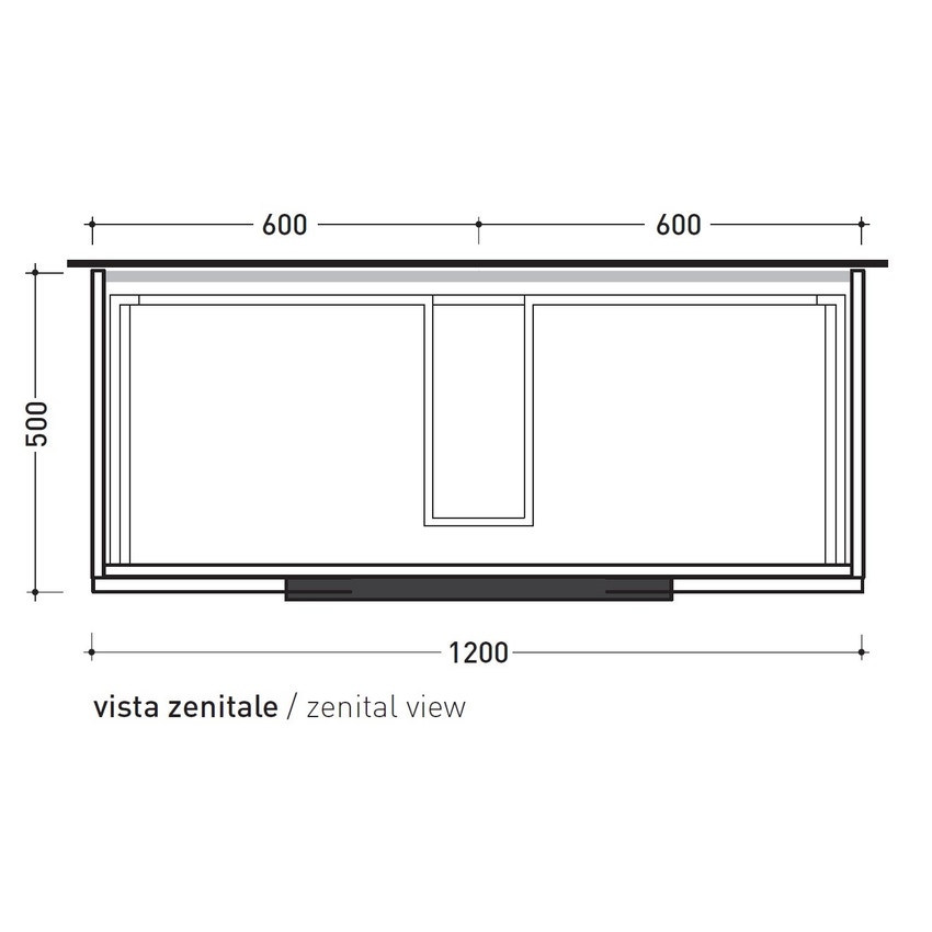 Immagine di Flaminia BOX base portalavabo sospesa, 2 cassetti, L.120 P.50 H.50 cm, con top e foro per lavabo da appoggio, finitura ok arly BX949+BXPR51ARL