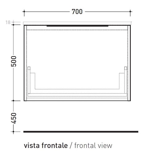Immagine di Flaminia BOX base sospesa, 1 cassetto, L.70 P.50 H.50 cm, con top, finitura oj bianco BX423+BXPR51OJB