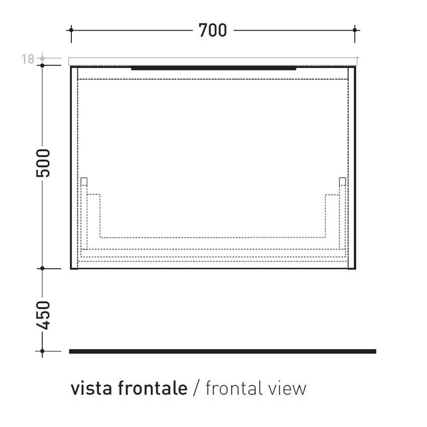 Immagine di Flaminia BOX base sospesa, 1 cassetto, L.70 P.50 H.50 cm, con top, finitura oj bianco BX423+BXPR51OJB