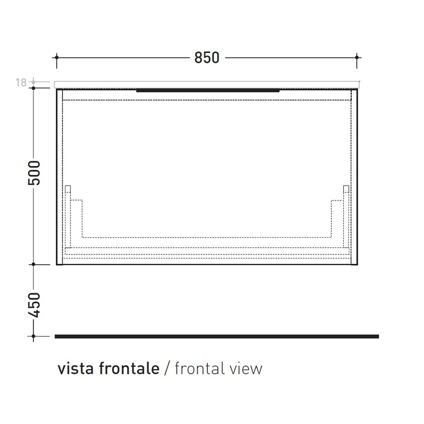 Immagine di Flaminia BOX base sospesa, 1 cassetto, L.85 P.50 H.50 cm, con top, finitura oj canapa BX427+BXPR51OJC
