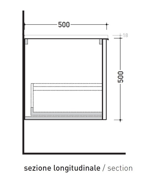 Immagine di Flaminia BOX base sospesa, 1 cassetto, L.85 P.50 H.50 cm, con top, finitura oj canapa BX427+BXPR51OJC