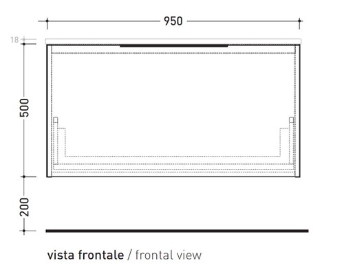 Immagine di Flaminia BOX base sospesa, 1 cassetto, L.95 P.50 H.50 cm, con top, finitura ok arly BX431+BXPR51ARL