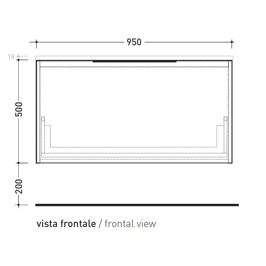 Immagine di Flaminia BOX base sospesa, 1 cassetto, L.95 P.50 H.50 cm, con top, finitura ok arly BX431+BXPR51ARL