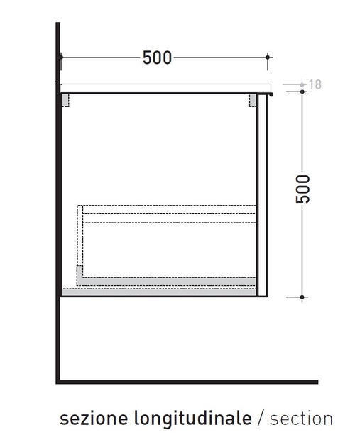 Immagine di Flaminia BOX base sospesa, 1 cassetto, L.95 P.50 H.50 cm, con top, finitura ok arly BX431+BXPR51ARL