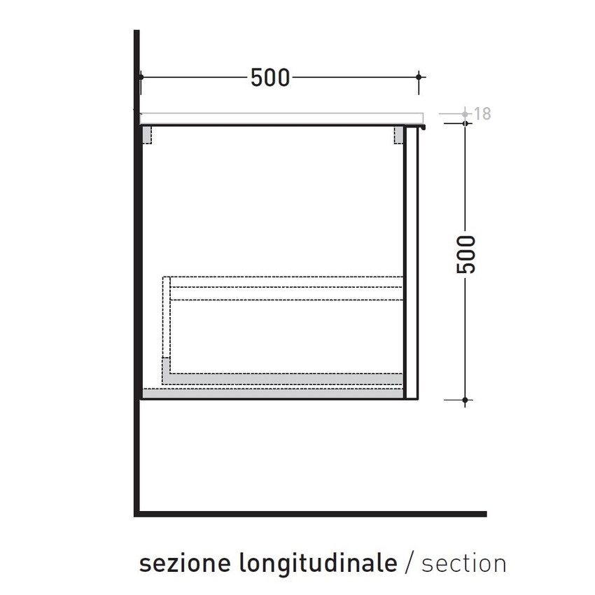 Immagine di Flaminia BOX base sospesa, 1 cassetto, L.95 P.50 H.50 cm, con top, finitura ok arly BX431+BXPR51ARL