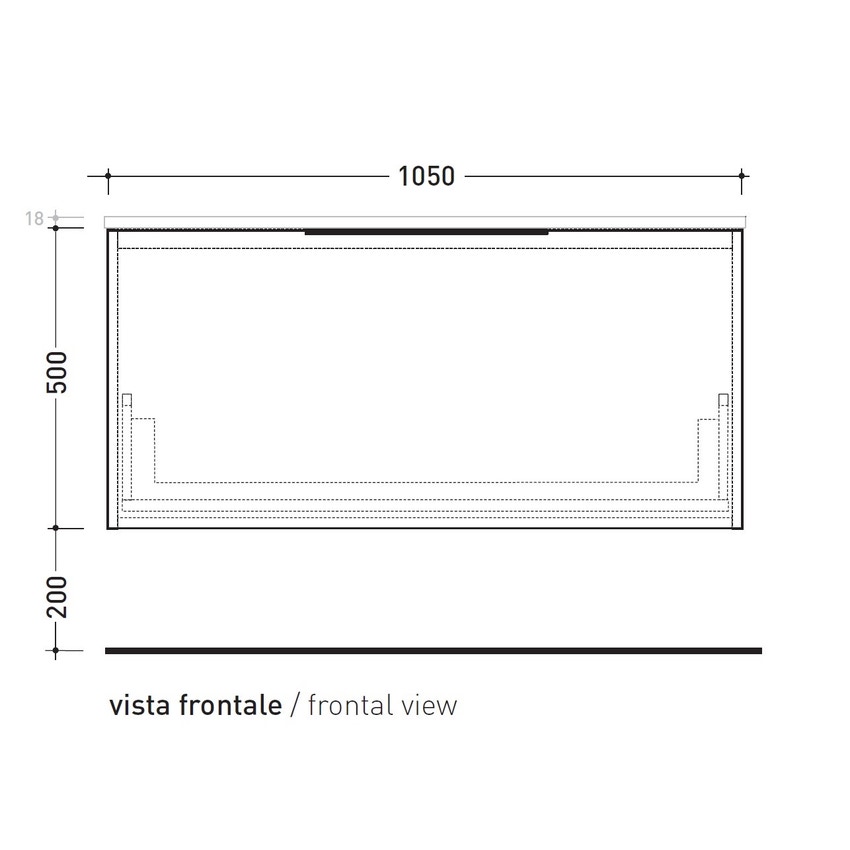 Immagine di Flaminia BOX base sospesa, 1 cassetto, L.105 P.50 H.50 cm, con top, finitura oj grigio BX435+BXPR51OJG