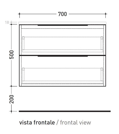Immagine di Flaminia BOX base sospesa, 2 cassetti, L.70 P.50 H.50 cm, con top, finitura ok arly BX425+BXPR51ARL