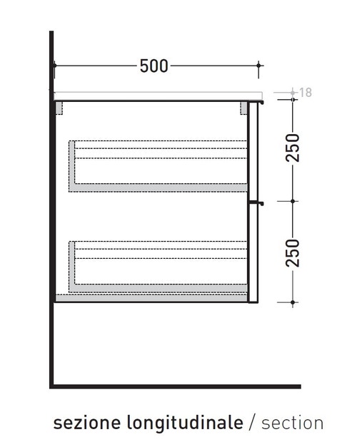 Immagine di Flaminia BOX base sospesa, 2 cassetti, L.85 P.50 H.50 cm, con top, finitura oj canapa BX429+BXPR51OJC